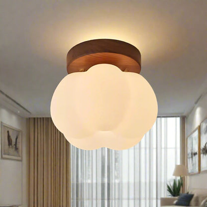 Deckenleuchte in Wolkenform – LED Aufbaulampe mit Holzsockel für Kinderzimmer, Schlafzimmer & Wohnzimmer