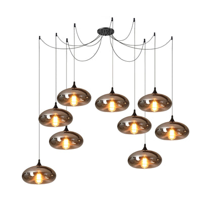 Set aus Designer-Pendelleuchten mit Rauchglas – Moderne Hängelampen im Industrial Look für Esszimmer, Wohnzimmer & Loft – Mix & Match Cluster-Design