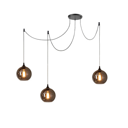 Set aus Designer-Pendelleuchten mit Rauchglas – Moderne Hängelampen im Industrial Look für Esszimmer, Wohnzimmer & Loft – Mix & Match Cluster-Design