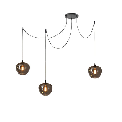 Set aus Designer-Pendelleuchten mit Rauchglas – Moderne Hängelampen im Industrial Look für Esszimmer, Wohnzimmer & Loft – Mix & Match Cluster-Design