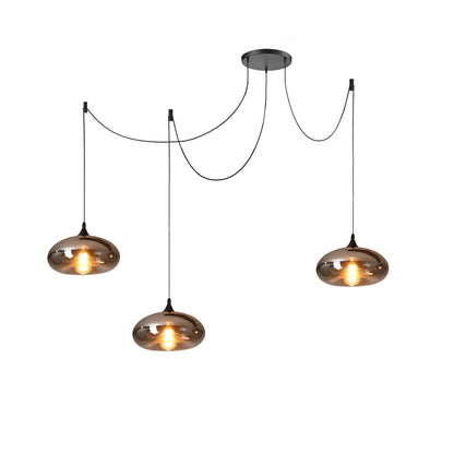 Set aus Designer-Pendelleuchten mit Rauchglas – Moderne Hängelampen im Industrial Look für Esszimmer, Wohnzimmer & Loft – Mix & Match Cluster-Design
