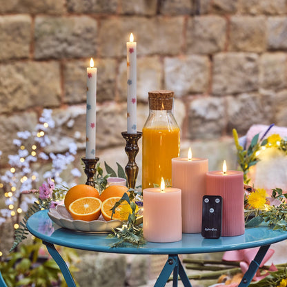 TruGlow LED Kerzen Trio geriffelt rosa