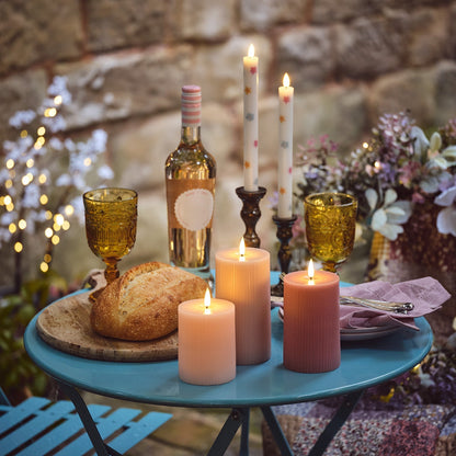 TruGlow LED Kerzen Trio geriffelt rosa