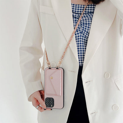 iPhone Wallet‑Hülle mit Kartenfach & abnehmbarem Kettenriemen – PU‑Leder & Magnetverschluss