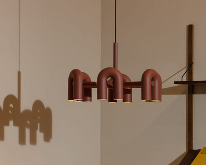 Moderne Designer-Hängelampe mit skulpturalem Rohr-Design – Eyecatcher für Wohnzimmer, Loft & Essbereich – Kreative Deckenleuchte mit Industrial-Touch