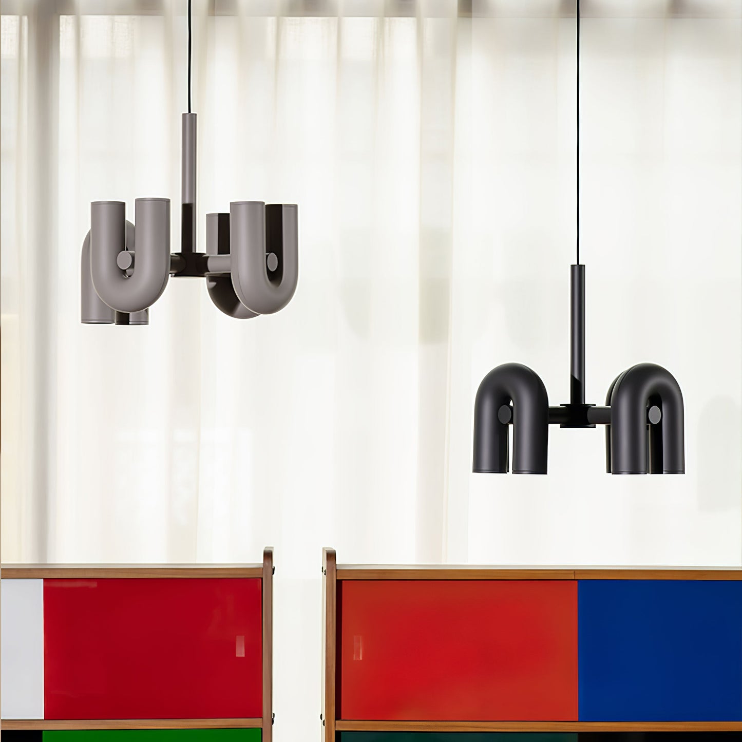 Moderne Designer-Hängelampe mit skulpturalem Rohr-Design – Eyecatcher für Wohnzimmer, Loft & Essbereich – Kreative Deckenleuchte mit Industrial-Touch