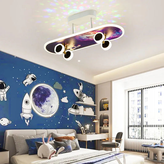 Skateboard Deckenleuchte für Kinderzimmer | Moderne LED Lampe für Jungenzimmer