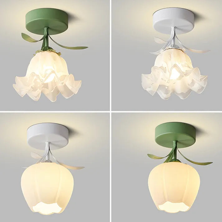 Blumenförmige Deckenleuchte – Verspielte Designlampe mit rotem Sockel für Flur oder Kinderzimmer