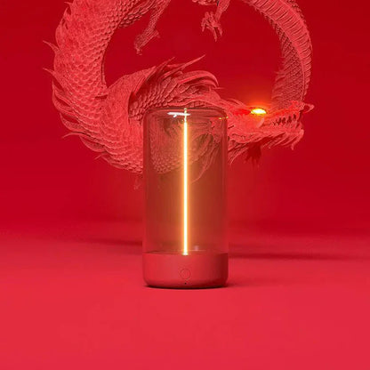 LED Tischlampe im Glaszylinder – Vintage Atmosphärenlicht mit geschwungenem Leuchtelement für Wohnzimmer, Schlafzimmer & Bar