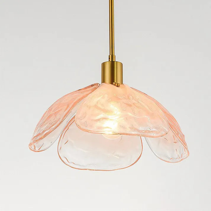 Hängelampe in Blütenform – Rosa Glas Pendelleuchte im Vintage-Stil für Schlafzimmer oder Essbereich