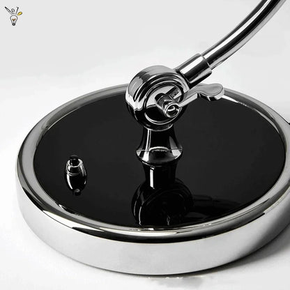 Vintage Schreibtischlampe im Retro-Stil – Verstellbare LED Tischleuchte mit Metallfuß und gebogenem Arm