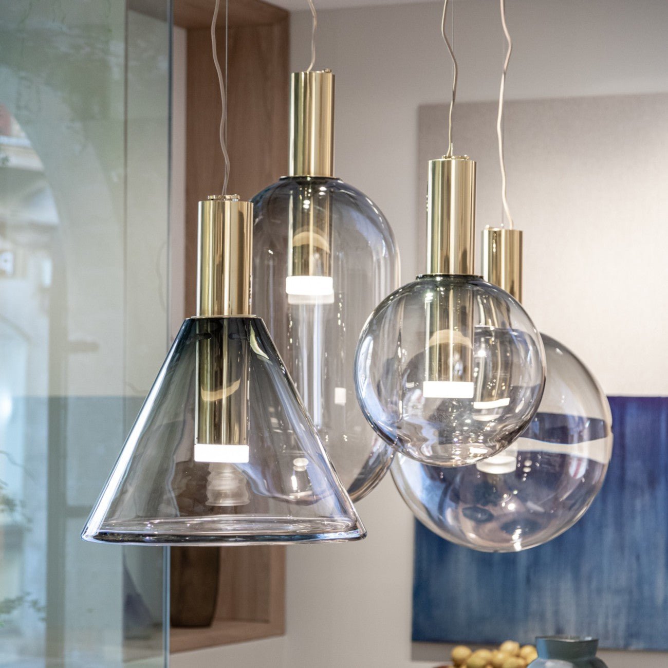 Moderne Pendelleuchte aus Glas & Messing – Design-Hängelampe für Esstisch & Wohnzimmer