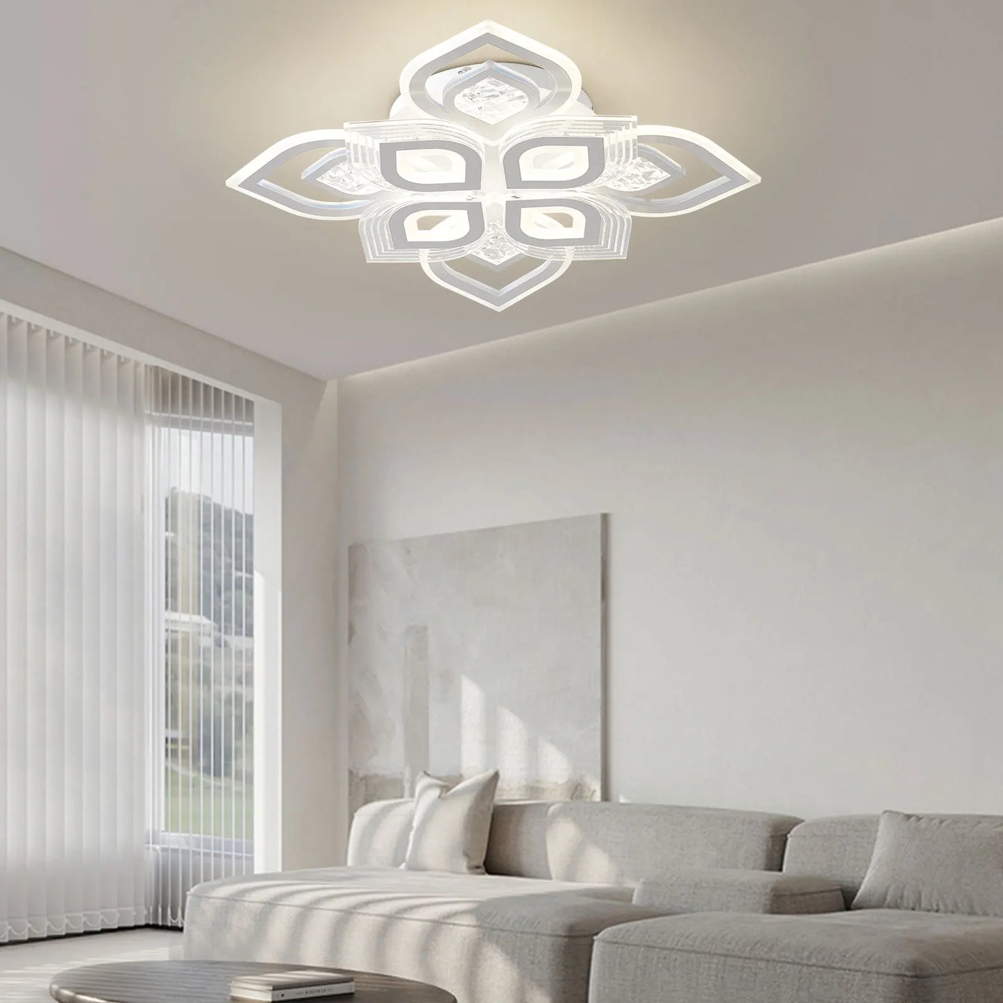 Moderne Acryl-Deckenleuchte mit Kristalloptik – Dimmbar, LED geeignet, stilvolle Wohnzimmerlampe