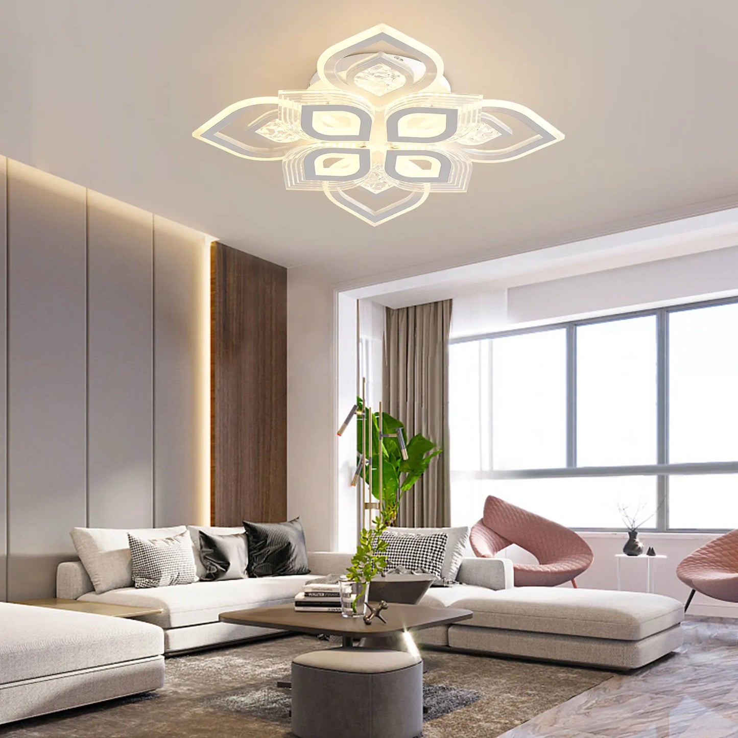 Moderne Acryl-Deckenleuchte mit Kristalloptik – Dimmbar, LED geeignet, stilvolle Wohnzimmerlampe