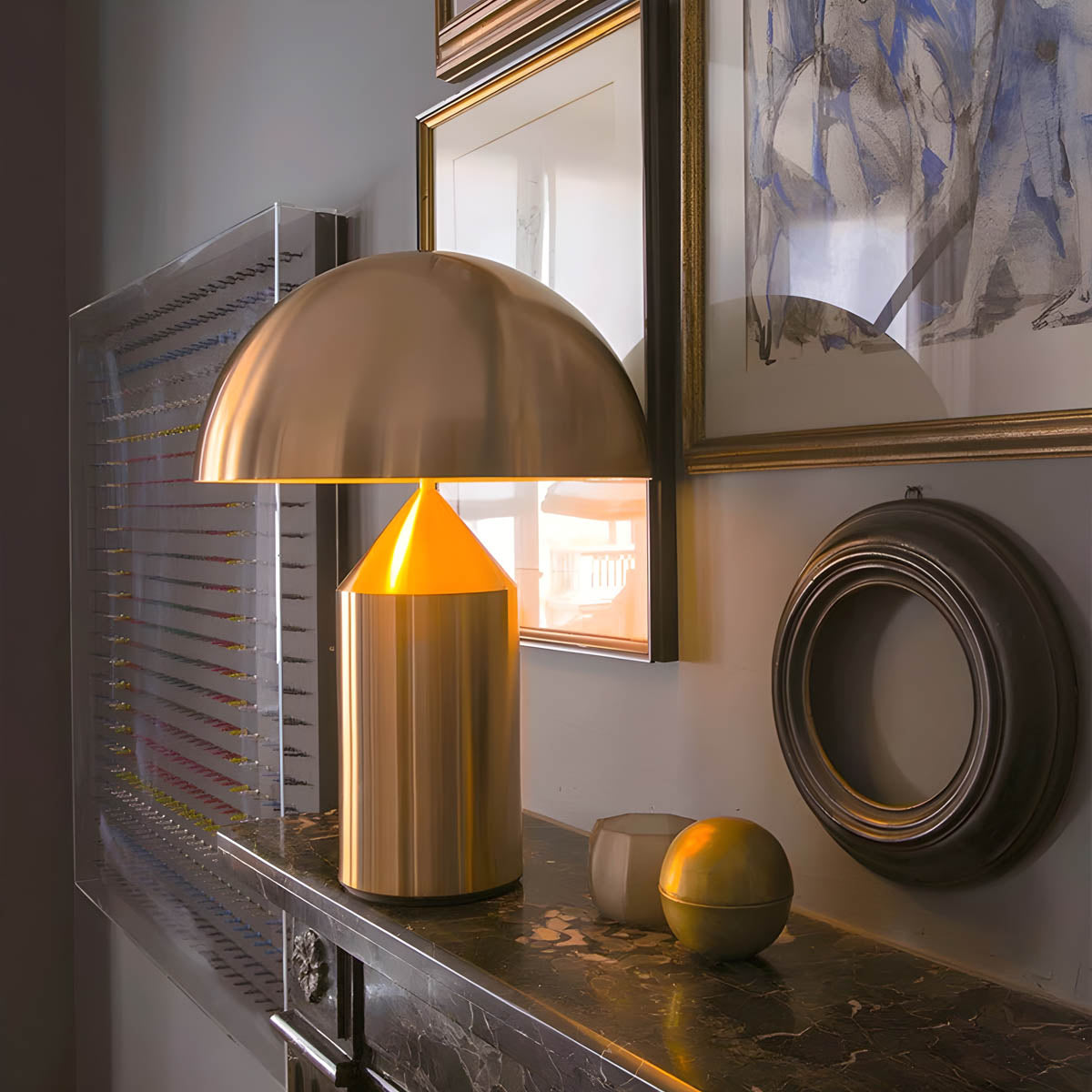 Vintage-Tischlampe mit modernem Flair – E27-Fassung, Glas & Metall, LED-kompatibel, klassisches Design