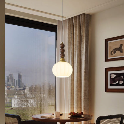 Pendelleuchte im Retro-Design mit Holz- und Glasdetails – Vintage Hängelampe für Esszimmer, Küche & Wohnzimmer – Natürliche & warme Beleuchtung