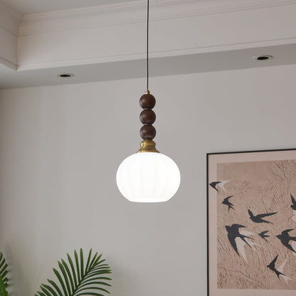 Pendelleuchte im Retro-Design mit Holz- und Glasdetails – Vintage Hängelampe für Esszimmer, Küche & Wohnzimmer – Natürliche & warme Beleuchtung