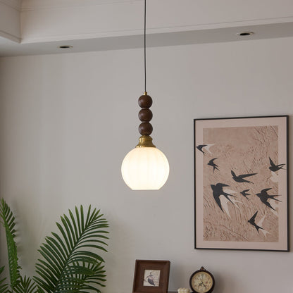 Pendelleuchte im Retro-Design mit Holz- und Glasdetails – Vintage Hängelampe für Esszimmer, Küche & Wohnzimmer – Natürliche & warme Beleuchtung