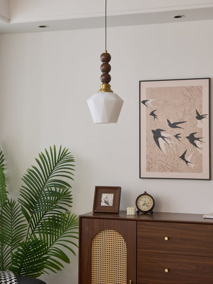 Pendelleuchte im Retro-Design mit Holz- und Glasdetails – Vintage Hängelampe für Esszimmer, Küche & Wohnzimmer – Natürliche & warme Beleuchtung