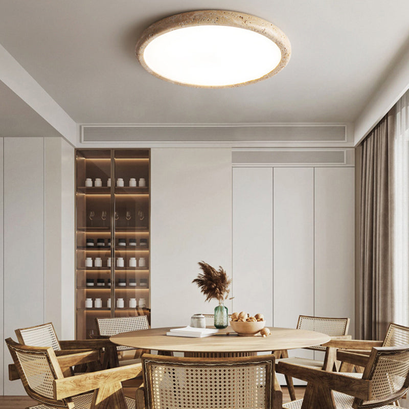 Moderne Deckenleuchte mit Naturstein-Rahmen – Flache LED Aufbaulampe für Schlafzimmer, Wohnzimmer & Flur