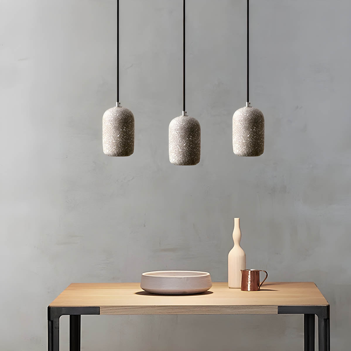 Moderne Pendelleuchten im Beton-Look – Zylindrische Hängelampen für Küche, Bar & Wohnzimmer – Minimalistisches Design