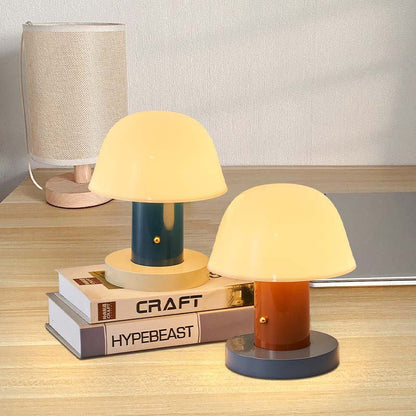 Mushroom-shaped LED table lamp with touch control – dimmable, wireless design for cozy & modern living spaces