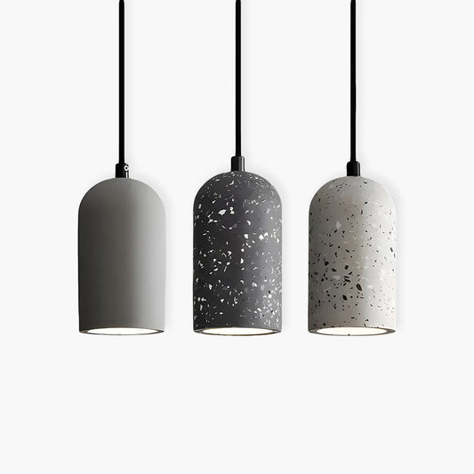 Pendelleuchten-Set im Terrazzo-Look – Zylindrische Hängelampen im Industrial Design für Küche, Esstisch & Café