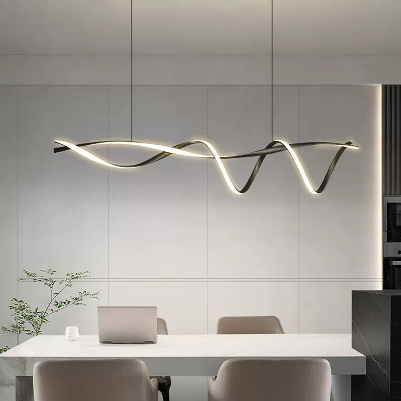 Moderne LED Pendelleuchte für Esszimmer & Wohnzimmer – Wellenförmiges Design, Dimmbar & Höhenverstellbar, Warmweißes Licht