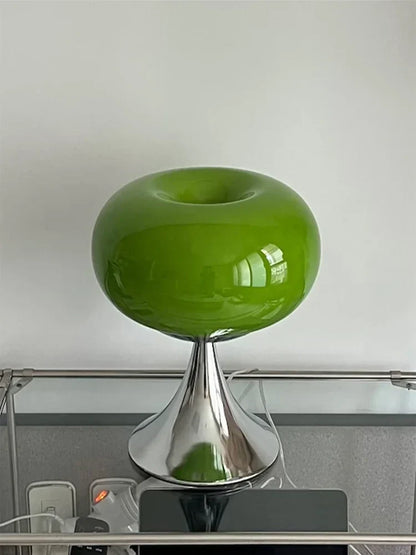 Vintage table lamp in apple design – Bauhaus-inspired glass lamp with E27 socket and rotary switch for stylish accent lighting