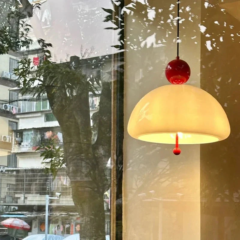 Französische Retro Hängeleuchte aus Glas, Vintage Design, Elegante Deckenleuchte für Esszimmer