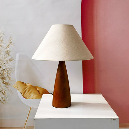 Century Style table lamp made of solid wood – E27 socket, LED bulb included, brass & ceramic details, Ø30 cm