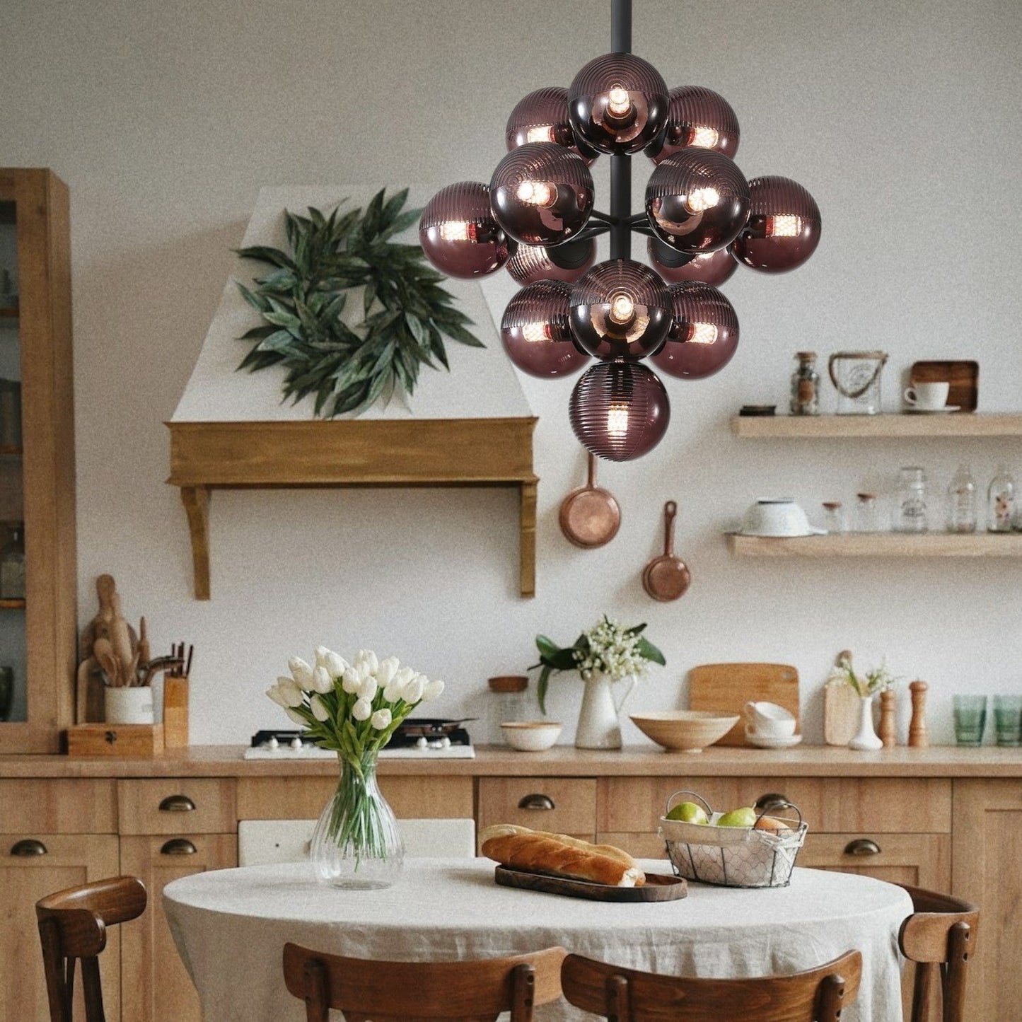 Moderne Kugel-Pendelleuchte im Cluster-Design – Designer-Kronleuchter für Esszimmer, Wohnzimmer & Loft – Skulpturale Statement-Beleuchtung