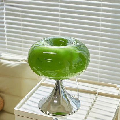 Vintage table lamp in apple design – Bauhaus-inspired glass lamp with E27 socket and rotary switch for stylish accent lighting