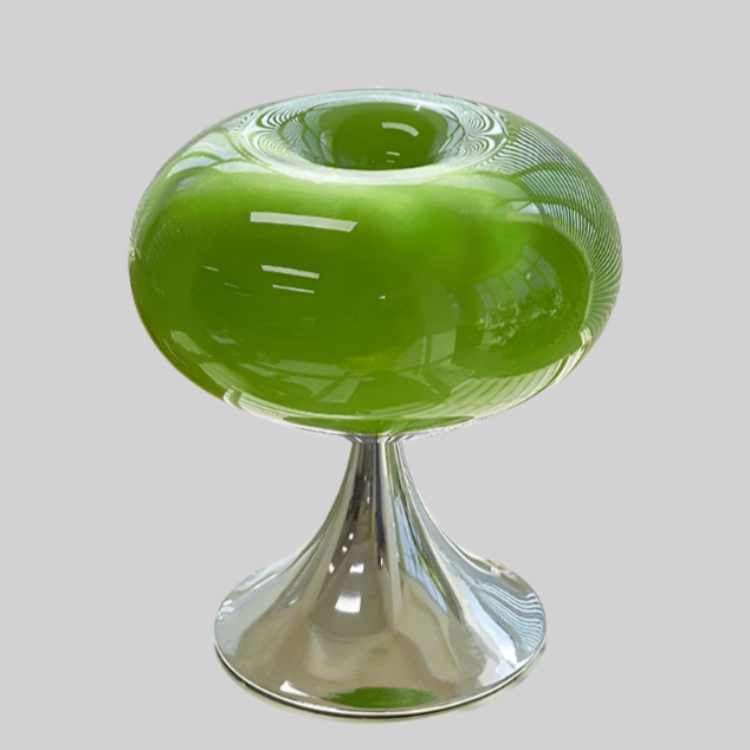 Vintage table lamp in apple design – Bauhaus-inspired glass lamp with E27 socket and rotary switch for stylish accent lighting