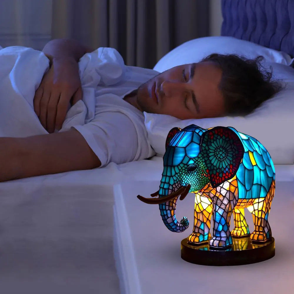 Bunte Tierkopf Nachtlampe – Handgefertigte Tiffany-Glaslampe für stimmungsvolle Beleuchtung