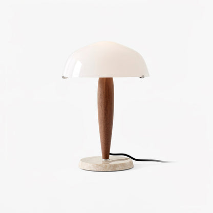 Herman Tischlampe – E14-Fassung, Glas-Walnuss-Marmor Design, LED-kompatibel, literarisch inspiriert
