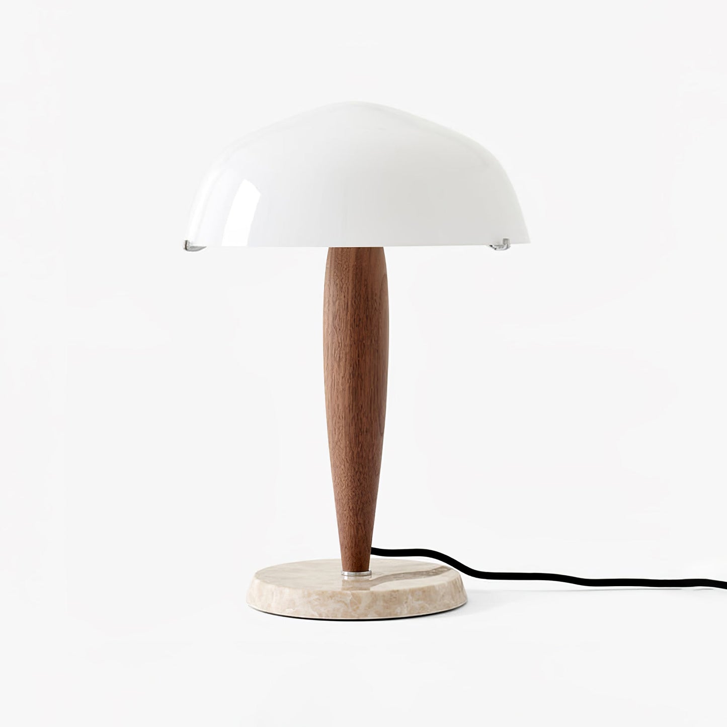 Herman Tischlampe – E14-Fassung, Glas-Walnuss-Marmor Design, LED-kompatibel, literarisch inspiriert