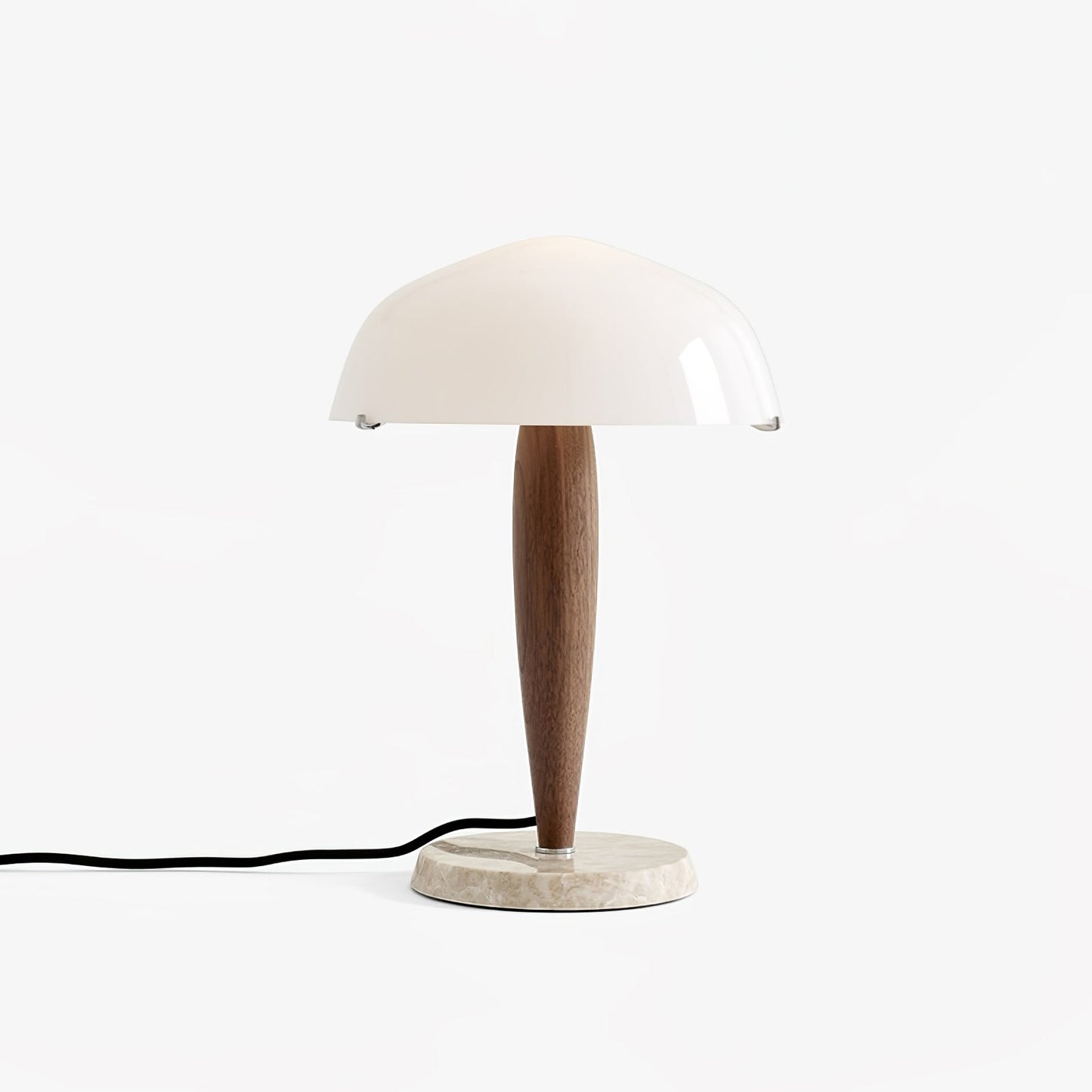 Herman Tischlampe – E14-Fassung, Glas-Walnuss-Marmor Design, LED-kompatibel, literarisch inspiriert