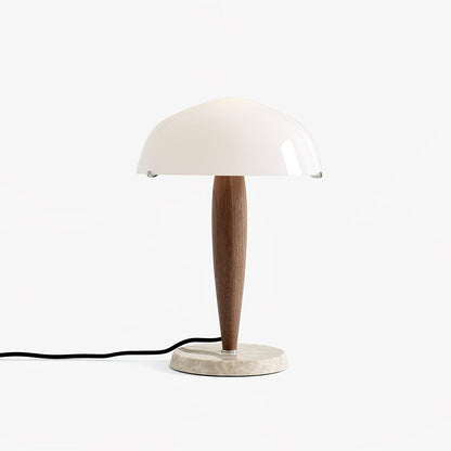 Herman Tischlampe – E14-Fassung, Glas-Walnuss-Marmor Design, LED-kompatibel, literarisch inspiriert