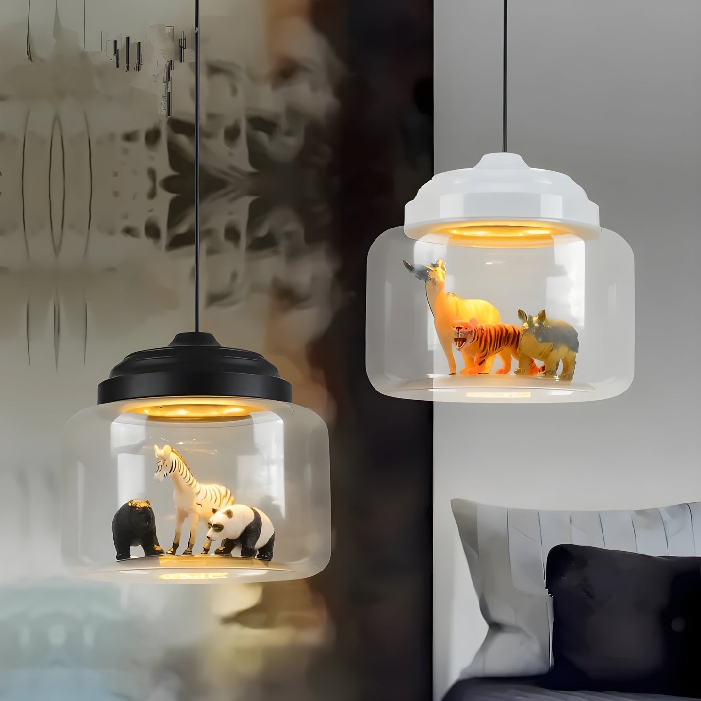 GlassyGleam Light - Moderne Zoo Glas Pendelleuchte