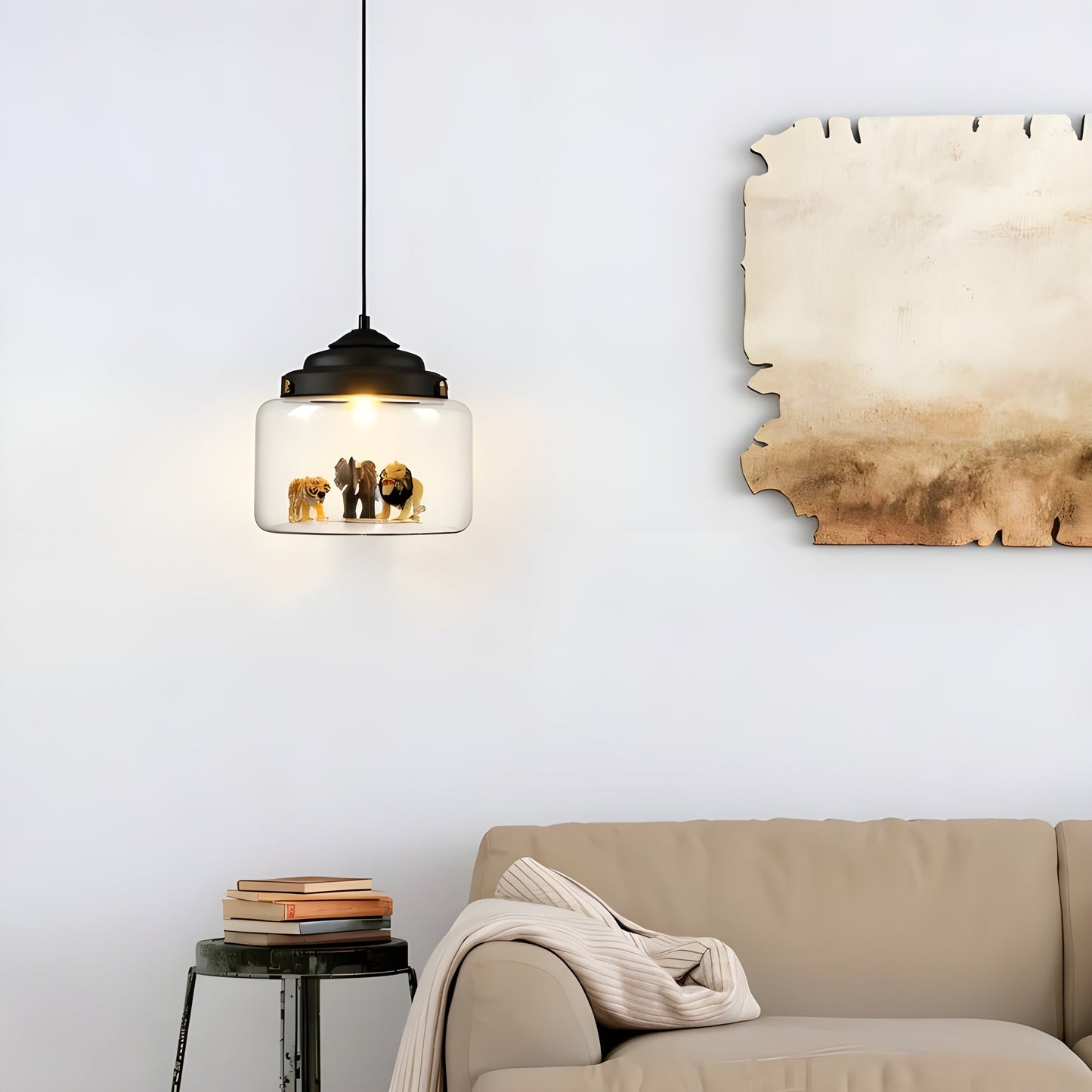 GlassyGleam Light - Moderne Zoo Glas Pendelleuchte
