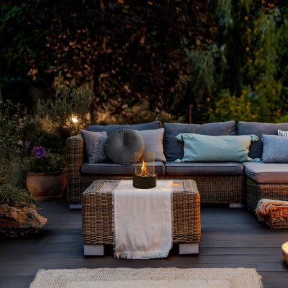 Lucinde - Stilvolle schwarze Metallbasis Tischfeuerstelle