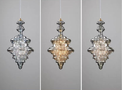 Luxuriöse Glas-Pendelleuchte mit LED-Lichterketten – Designer Hängelampe für Esszimmer, Wohnzimmer & Hotels – Vintage Modern Glamour