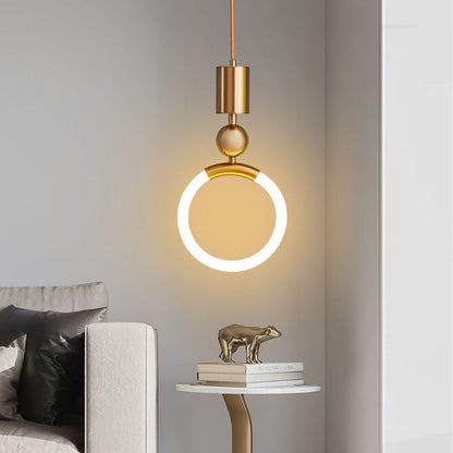 Moderne LED-Ring-Pendelleuchte in Gold – Minimalistische Hängelampe für Schlafzimmer, Wohnzimmer & Designräume