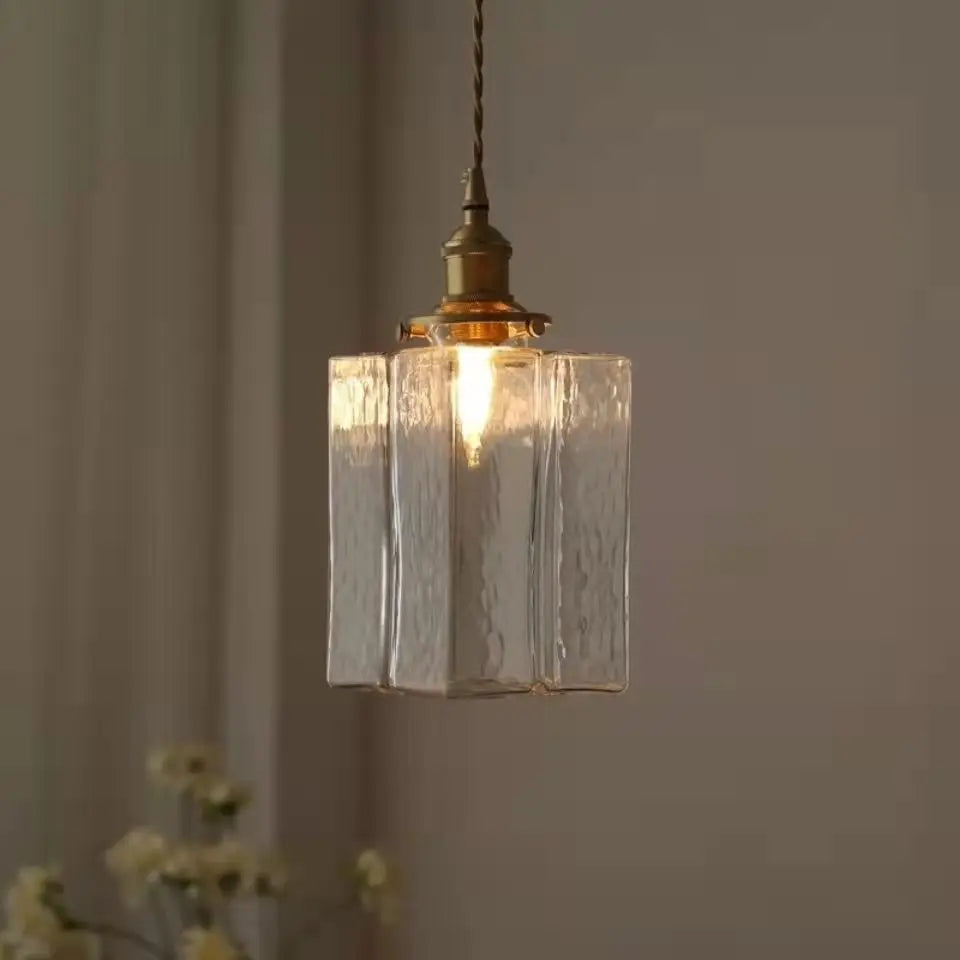 Vintage Glas Pendelleuchte - Rustikale Hängelampe für Wohnzimmer & Esszimmer