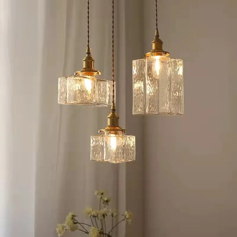 Vintage Glas Pendelleuchte - Rustikale Hängelampe für Wohnzimmer & Esszimmer
