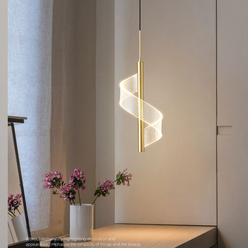 Spiral LED Pendelleuchte in Gold – Modernes Design Lichtobjekt für Schlafzimmer, Flur oder Wohnzimmer