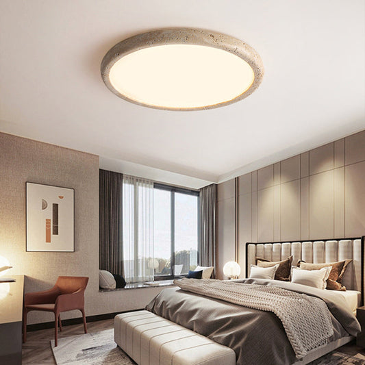 Moderne Deckenleuchte mit Naturstein-Rahmen – Flache LED Aufbaulampe für Schlafzimmer, Wohnzimmer & Flur