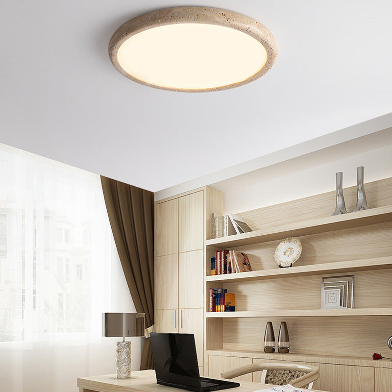 Moderne Deckenleuchte mit Naturstein-Rahmen – Flache LED Aufbaulampe für Schlafzimmer, Wohnzimmer & Flur