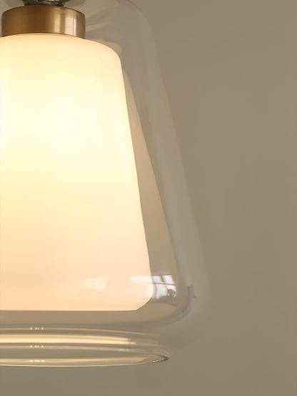 Moderne Pendelleuchte mit Doppelglas-Schirm – Minimalistische Hängelampe in Gold für Küche, Esstisch & Flur